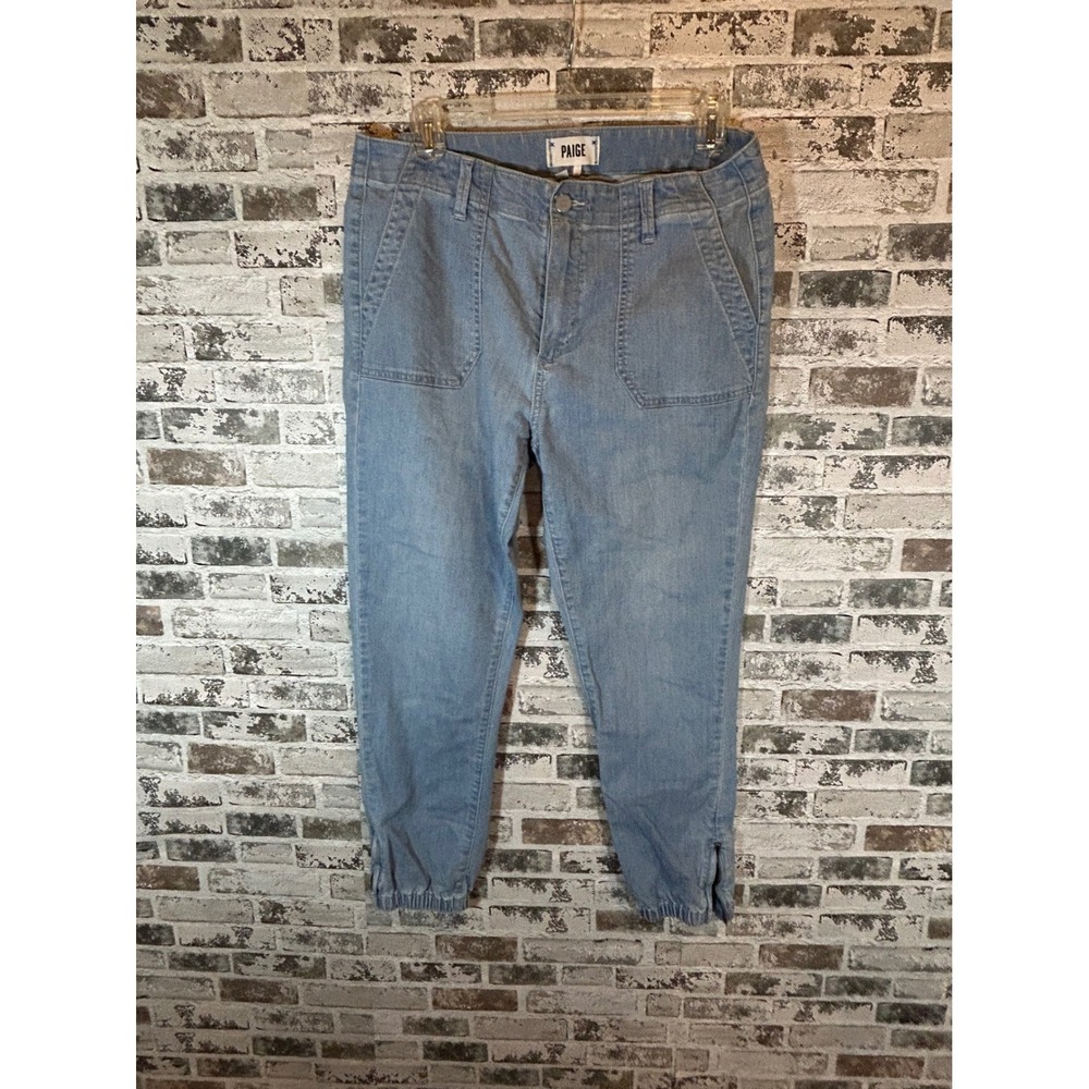 Paige Mayslie Jogger Pants Womens 30 Light Blue Utility Denim